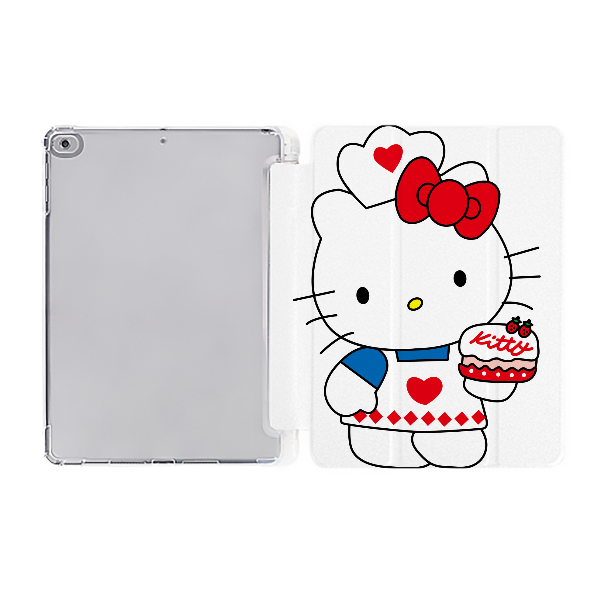 （画像用） Hello Kitty ハローキティ IPad ケース ペン収納付き 三つ折りスタンド PUレザー×シリコン 対応機種9.5/10.5/10.9インチ